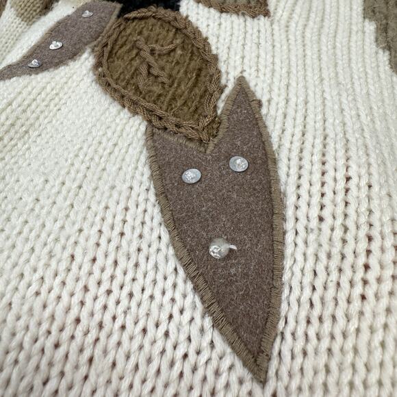 Vtg 80's Liz Thomas Funky Shoulder Padded Acrylic Sweater V Neck Large Pullover - Picture 7 of 9